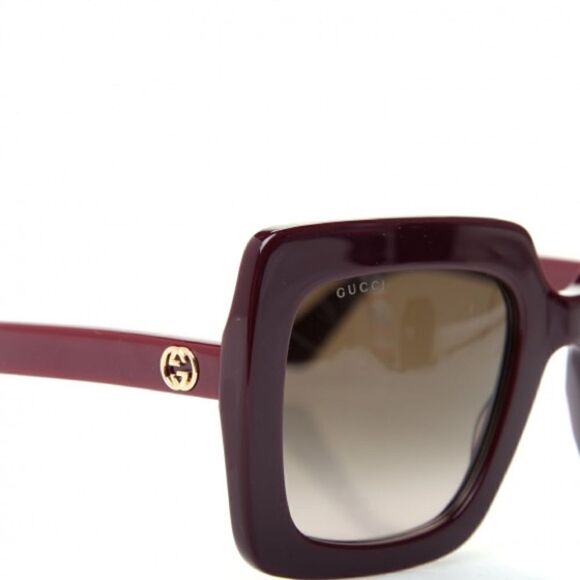 Gucci Acetate Oversized Sunglasses GG0328S in Burgundy - Picture 8 of 14